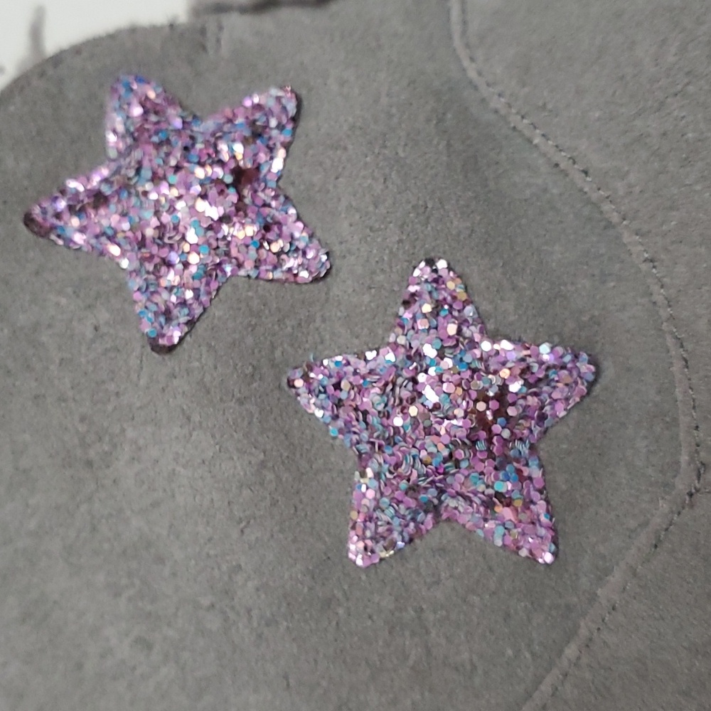 Koolaburra by Ugg Boots Girls Size 4 Gray suede Sparkly Stars - Picture 11 of 13
